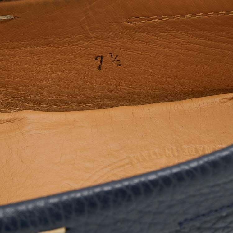 Pre Owned Tod's Blue Leather Slip On Loafers Size 41.5