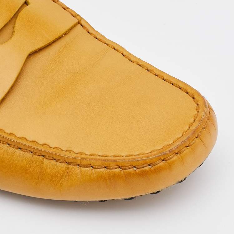 Pre Owned Tod's Mustard Yellow Leather Penny Loafers Size 41