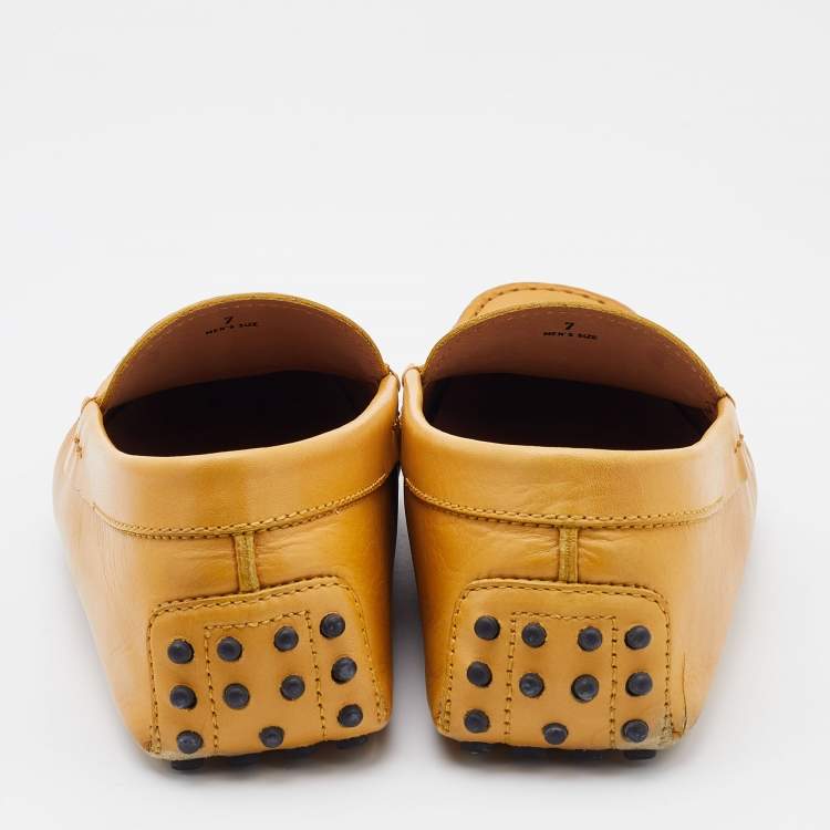 Pre Owned Tod's Mustard Yellow Leather Penny Loafers Size 41