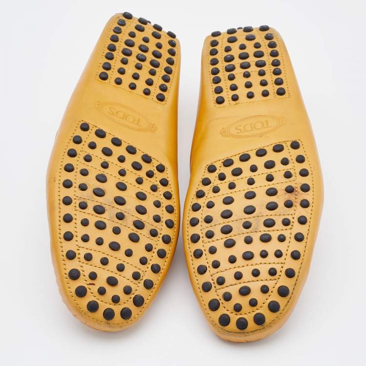 Pre Owned Tod's Mustard Yellow Leather Penny Loafers Size 41
