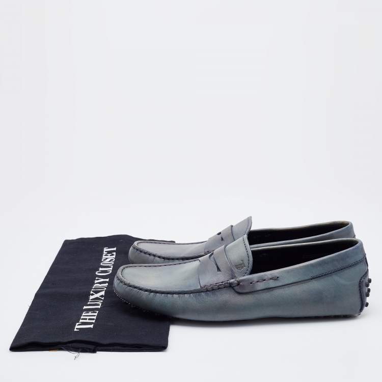 Pre Owned Tod's Grey Two-Tone Leather Slip On Loafers Size 40