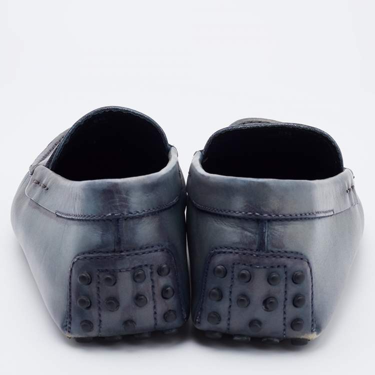 Pre Owned Tod's Grey Two-Tone Leather Slip On Loafers Size 40