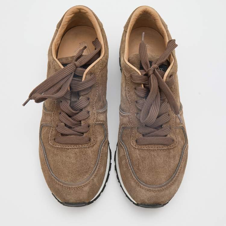 Pre Owned Tod's Brown Suede Low Top Sneakers Size 39.5