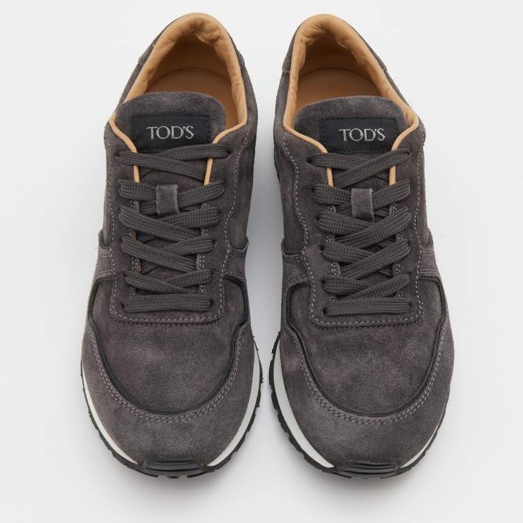 Pre Owned Tod's Grey Suede Low Top Sneakers Size 39.5