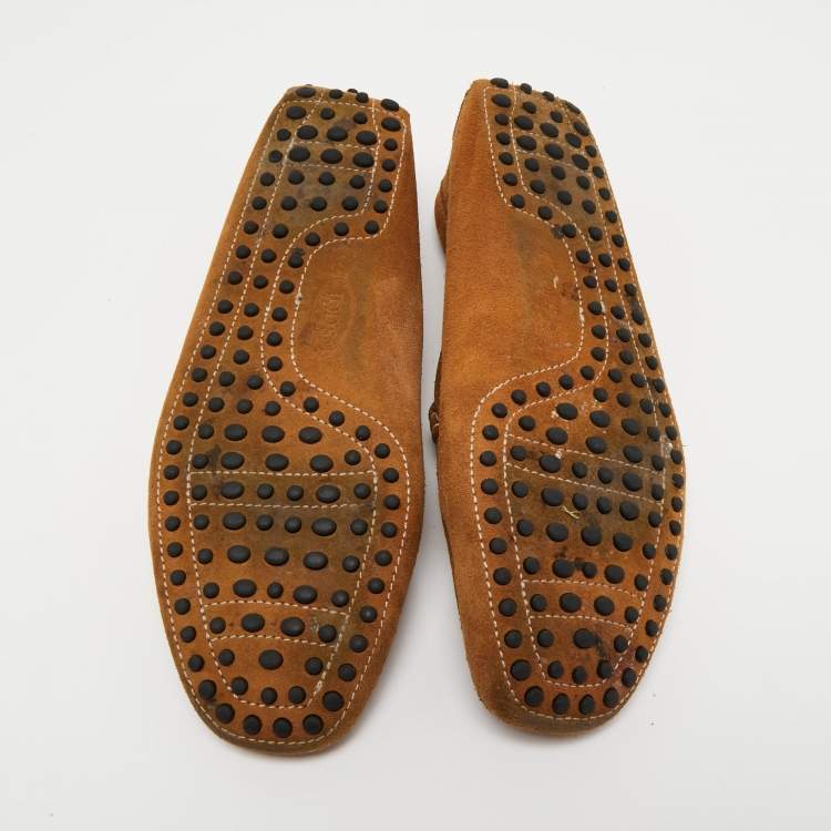 Pre Owned Tod's Light Brown Suede Slip On  Loafers Size 42