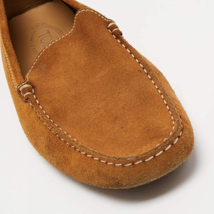 Pre Owned Tod's Light Brown Suede Slip On  Loafers Size 42