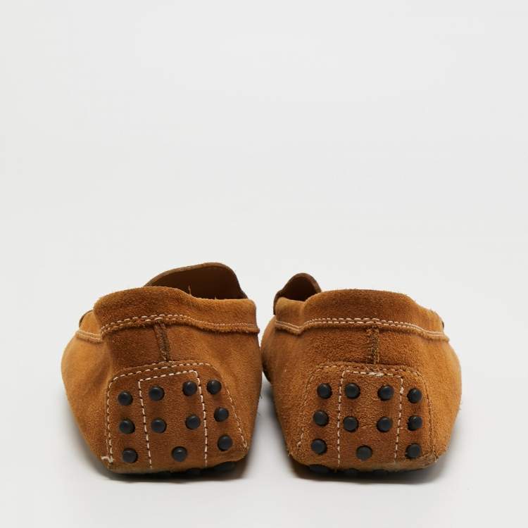 Pre Owned Tod's Light Brown Suede Slip On  Loafers Size 42