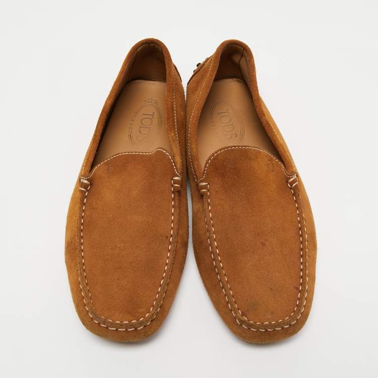 Pre Owned Tod's Light Brown Suede Slip On  Loafers Size 42