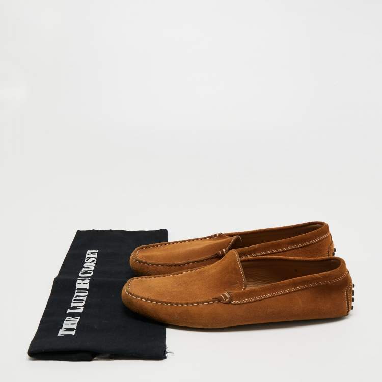 Pre Owned Tod's Light Brown Suede Slip On  Loafers Size 42