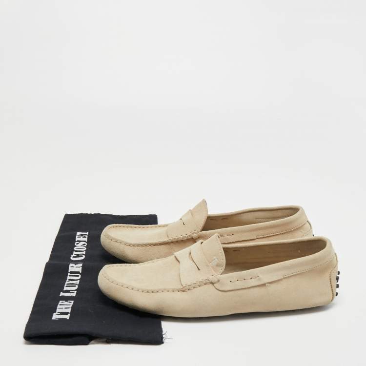 مملوكة مسبقًا Tod's Beige Suede Penny Loafers Size 41.5
