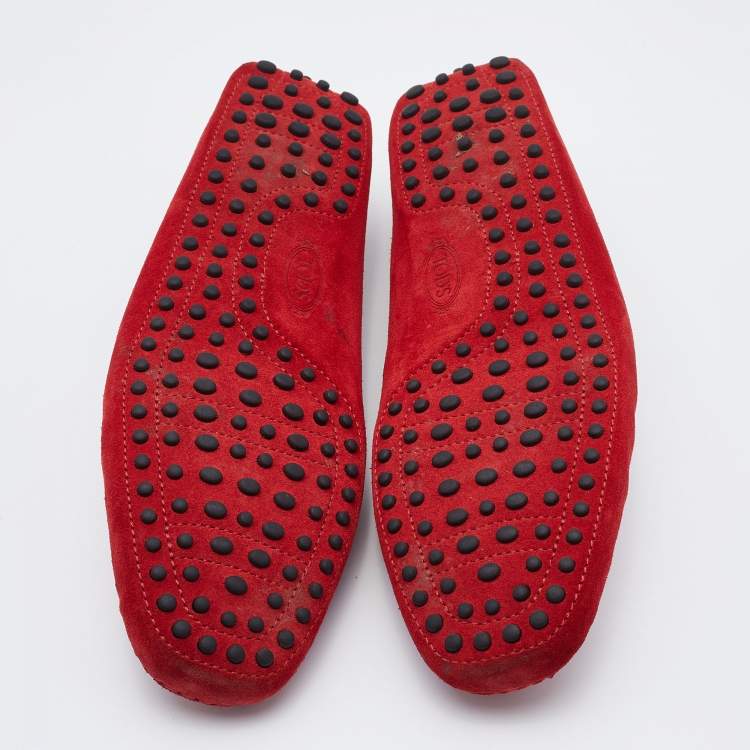 مملوكة مس�بقًا Tod's For Ferrari Red/Black Suede Slip On Loafers Size 44
