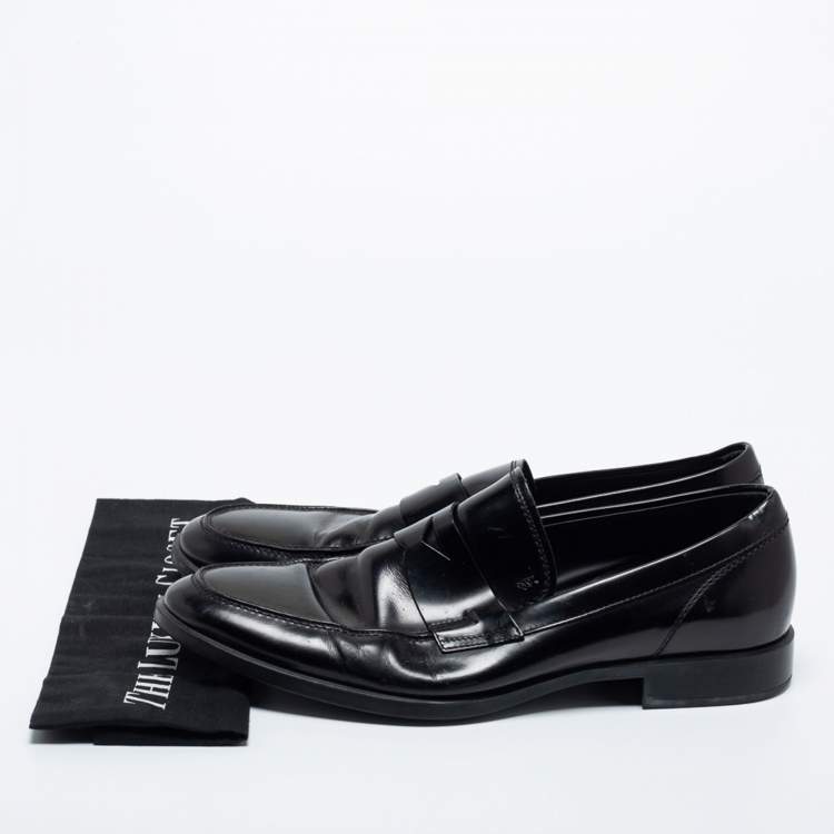 Pre Owned Tod's Black Leather Penny Loafers Size 43