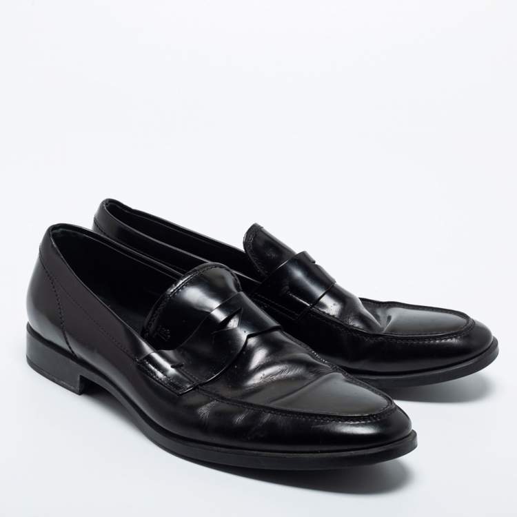 Pre Owned Tod's Black Leather Penny Loafers Size 43