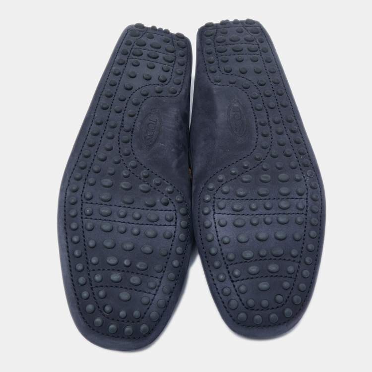 Pre Owned Tod's Blue Suede City Gommino Bow Loafers Size 41