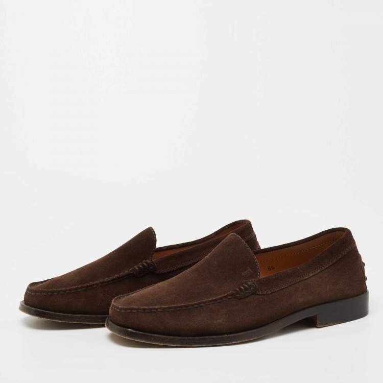 Pre Owned Tod's Brown Suede Slip On Loafers Size 40