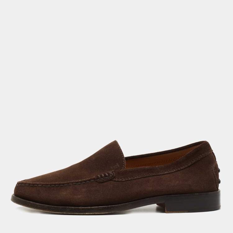 Pre Owned Tod's Brown Suede Slip On Loafers Size 40