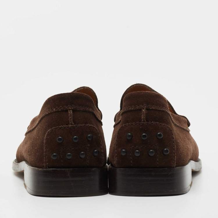 Pre Owned Tod's Brown Suede Slip On Loafers Size 40