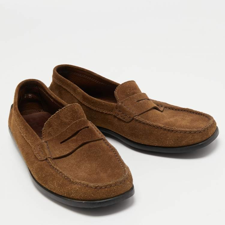 Pre Owned Tod's Brown Suede Penny Loafers Size 41.5