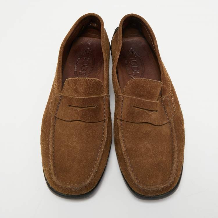 Pre Owned Tod's Brown Suede Penny Loafers Size 41.5