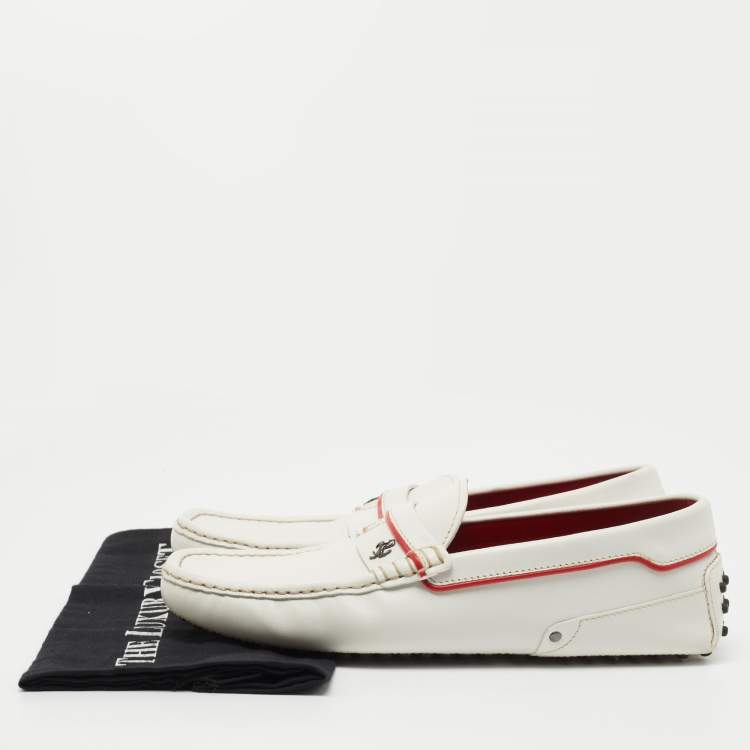Pre Owned Tod's for Ferrari White Leather Slip On Loafers Size 40