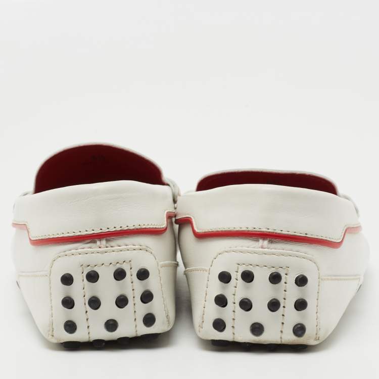 Pre Owned Tod's for Ferrari White Leather Slip On Loafers Size 40