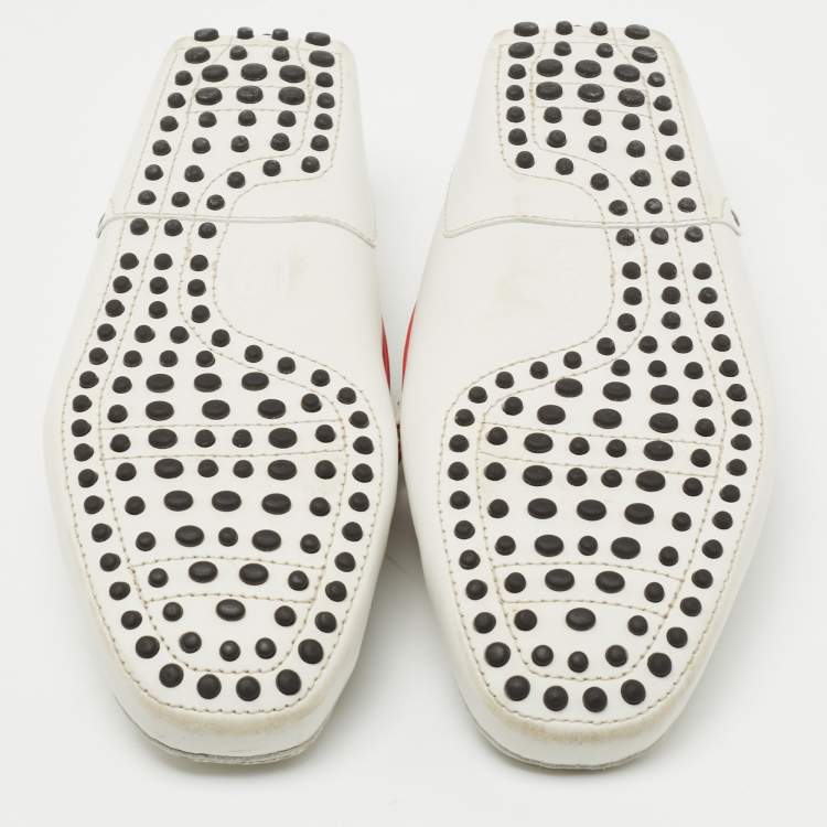 Pre Owned Tod's for Ferrari White Leather Slip On Loafers Size 40