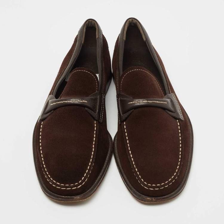 Pre Owned Tod's Brown Suede Slip On Loafers Size 39.5