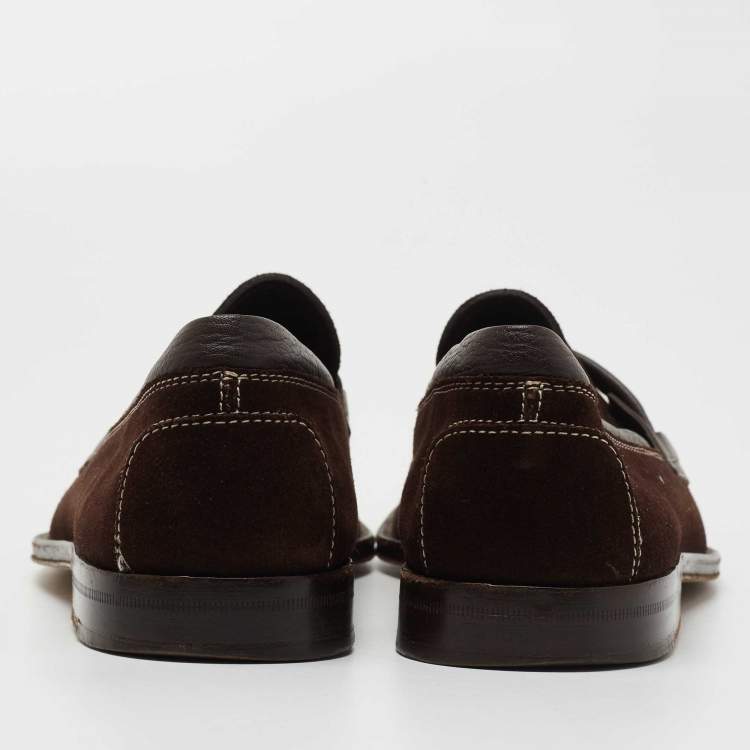 Pre Owned Tod's Brown Suede Slip On Loafers Size 39.5