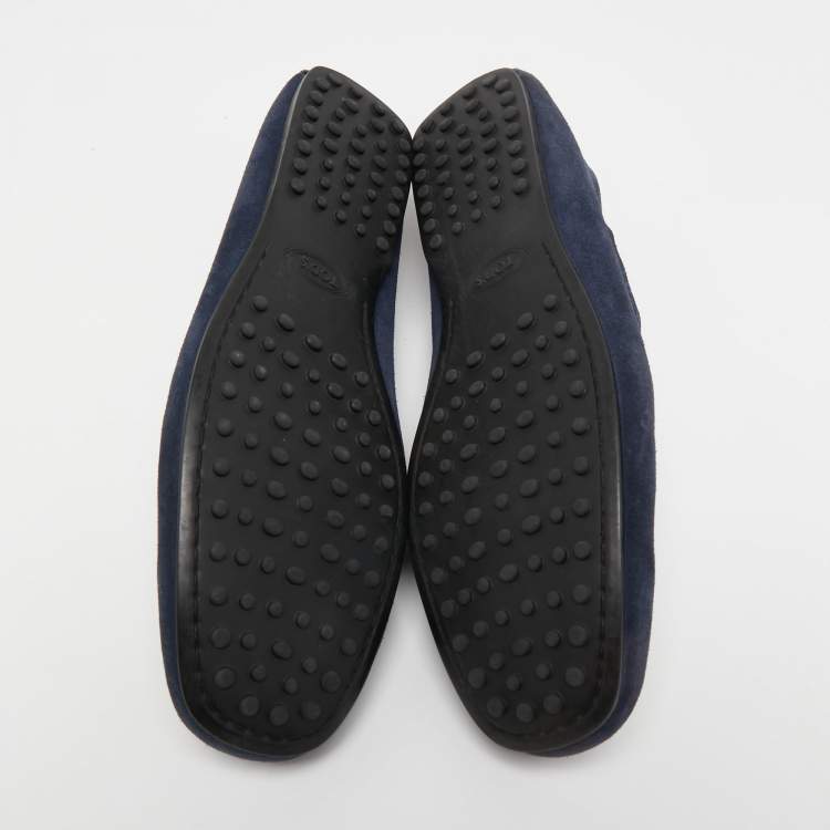 Pre Owned Tod's Navy Blue Suede Slip On Loafers Size 44.5