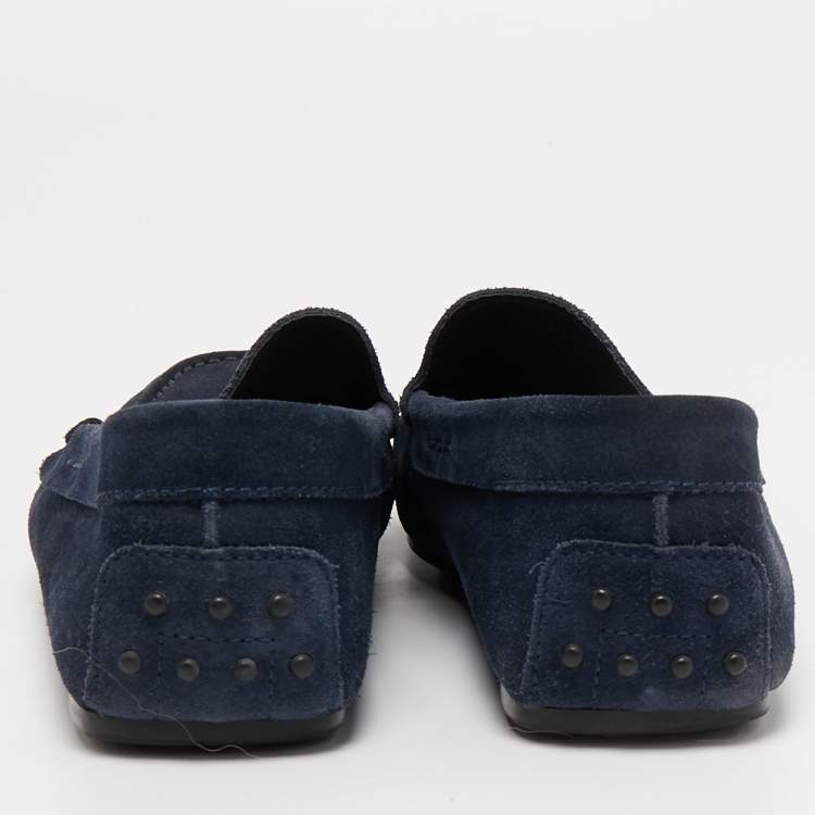 Pre Owned Tod's Navy Blue Suede Slip On Loafers Size 44.5