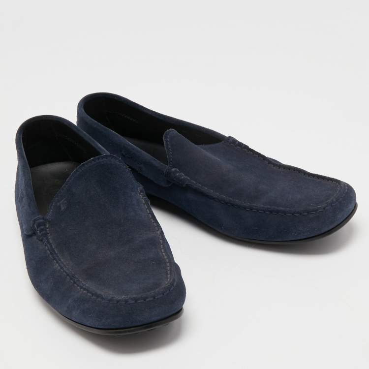 Pre Owned Tod's Navy Blue Suede Slip On Loafers Size 44.5