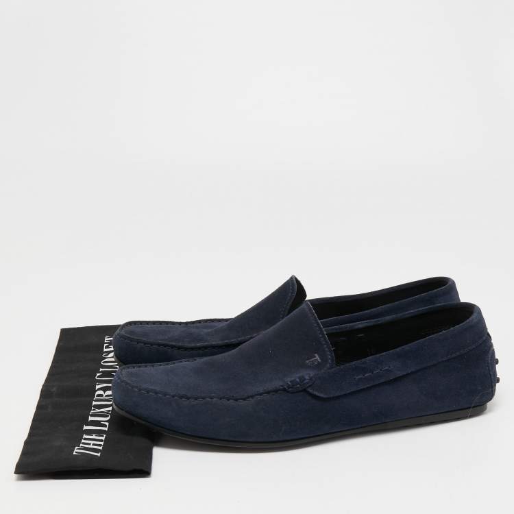 Pre Owned Tod's Navy Blue Suede Slip On Loafers Size 44.5