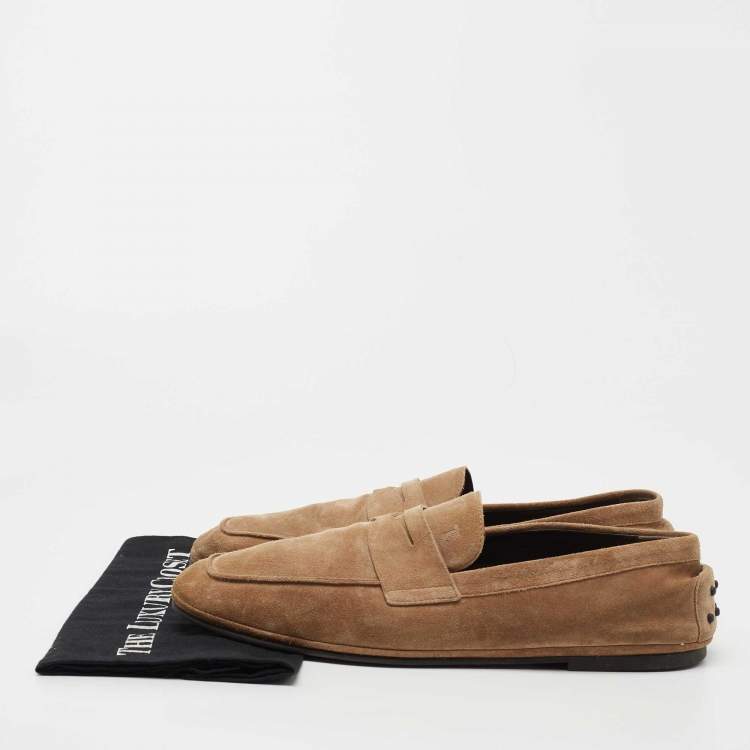 Pre Owned Tod's Beige Suede Penny Loafers Size 44.5