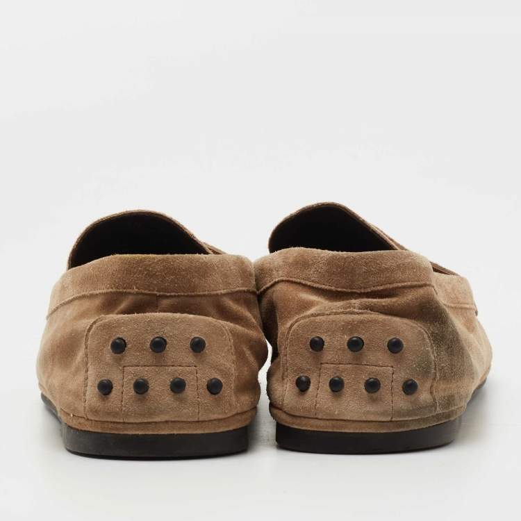 Pre Owned Tod's Beige Suede Penny Loafers Size 44.5