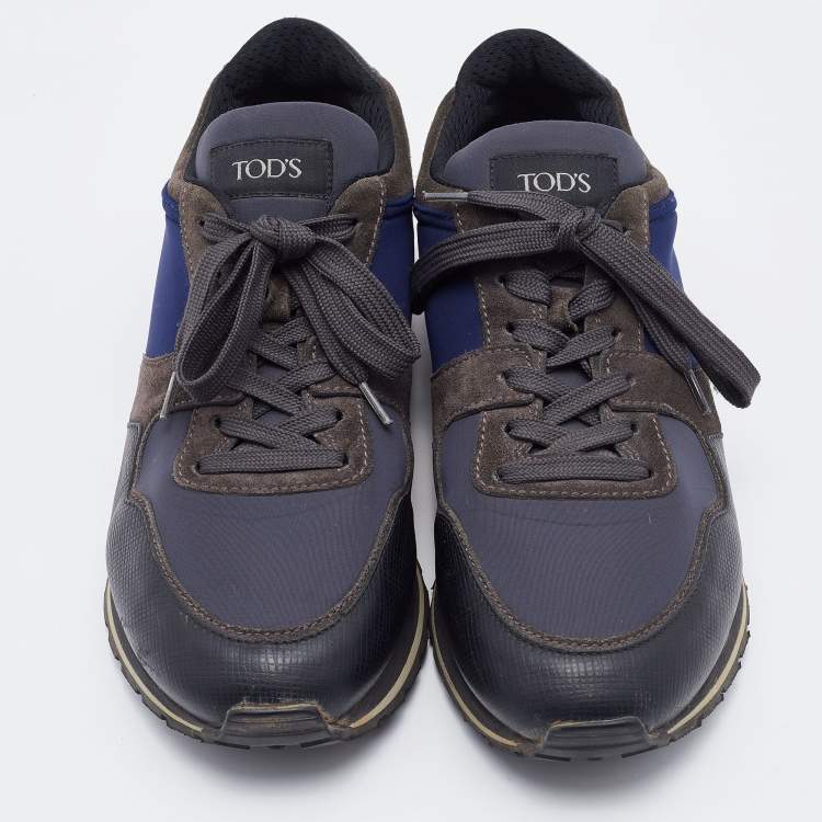 Pre Owned Tod's Multicolor Neoprene and Suede Low Top Sneakers Size 44
