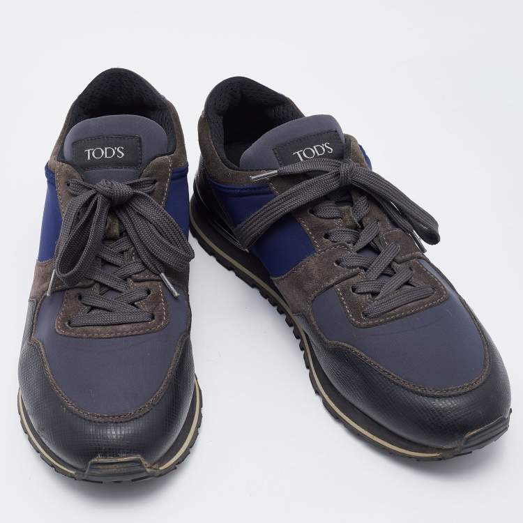 Pre Owned Tod's Multicolor Neoprene and Suede Low Top Sneakers Size 44