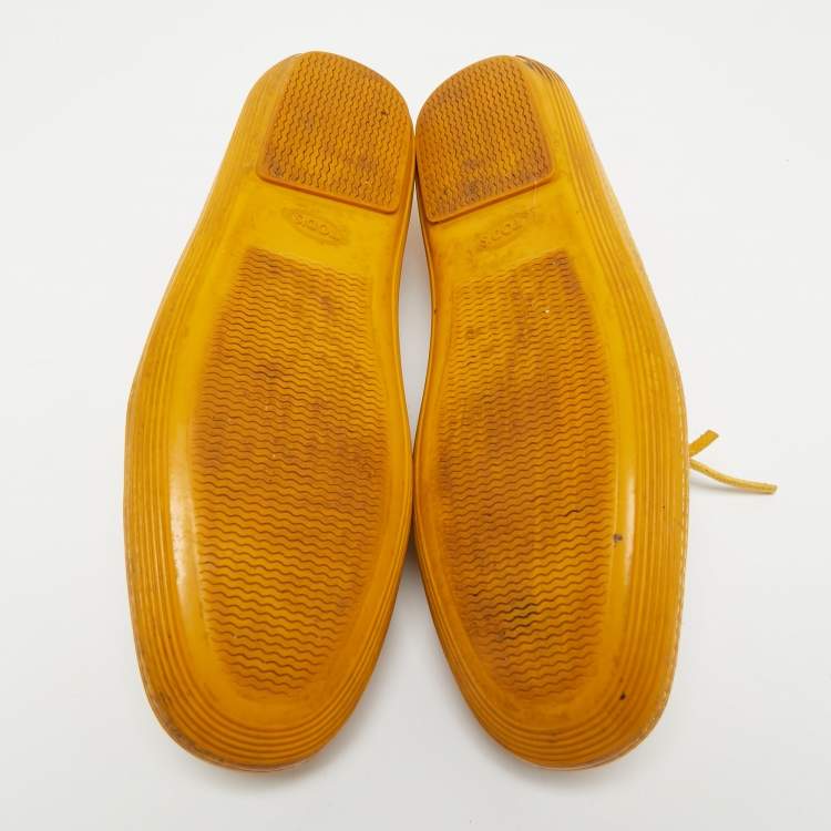 Pre Owned Tod's Yellow Suede Slip On Loafers Size 42.5