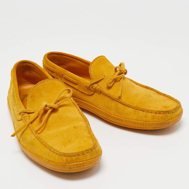Pre Owned Tod's Yellow Suede Slip On Loafers Size 42.5