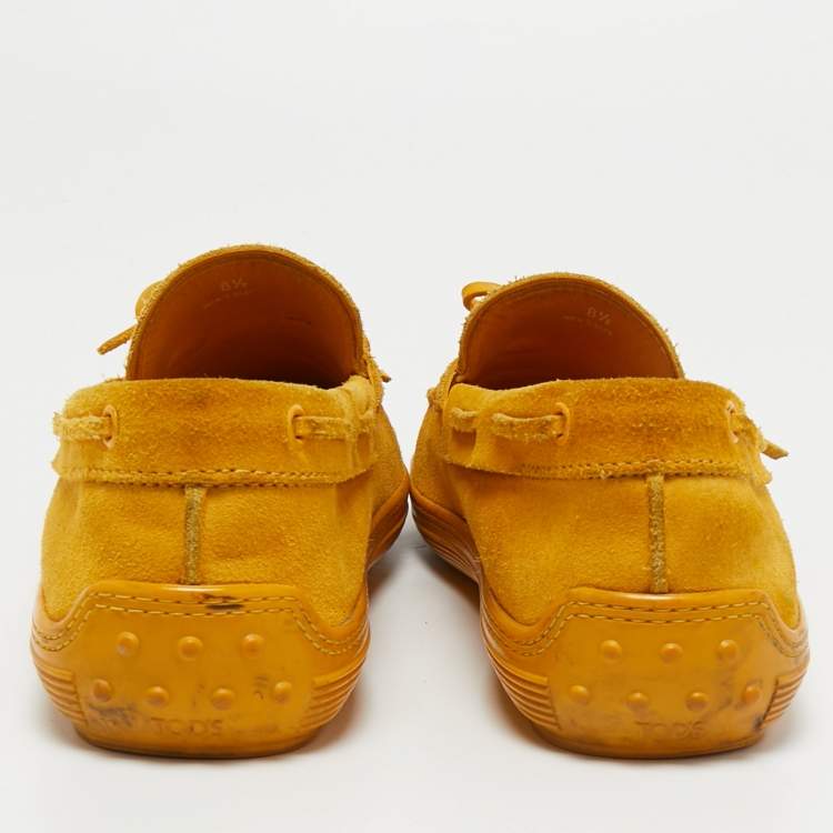 Pre Owned Tod's Yellow Suede Slip On Loafers Size 42.5