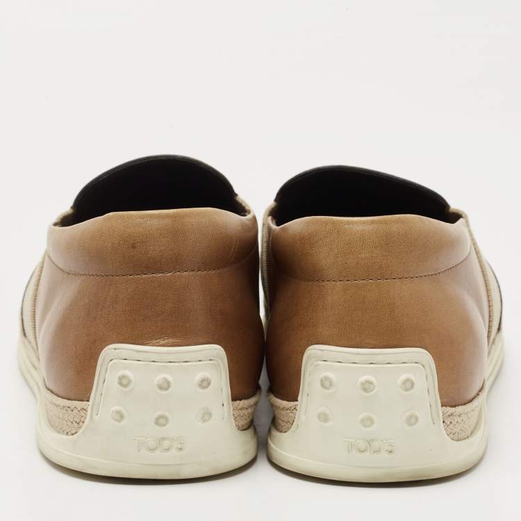 Pre Owned Tod's Two Tone Leather Espadrille Slip On Loafers Size 44.5