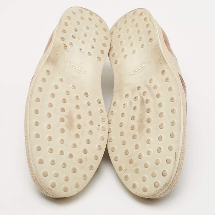 Pre Owned Tod's Two Tone Leather Espadrille Slip On Loafers Size 44.5