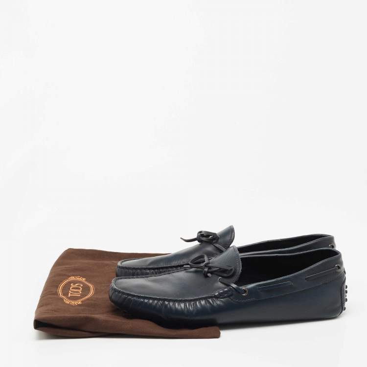 Pre Owned Tod's Navy Blue Leather Slip On Loafers Size 44