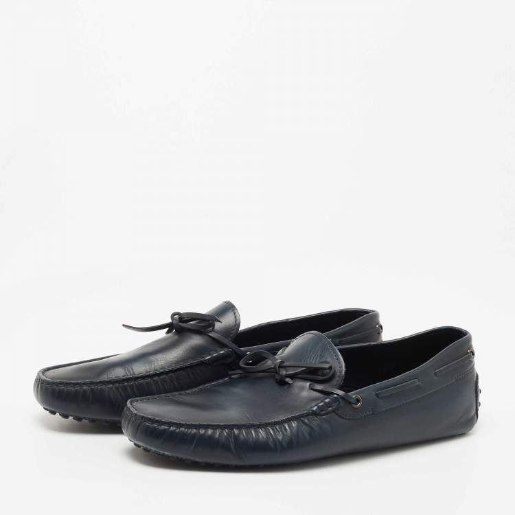 Pre Owned Tod's Navy Blue Leather Slip On Loafers Size 44