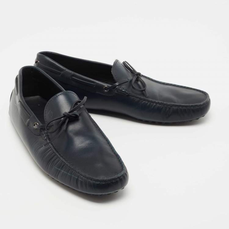 Pre Owned Tod's Navy Blue Leather Slip On Loafers Size 44