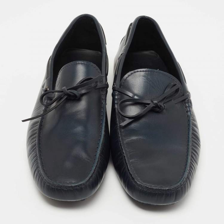 Pre Owned Tod's Navy Blue Leather Slip On Loafers Size 44