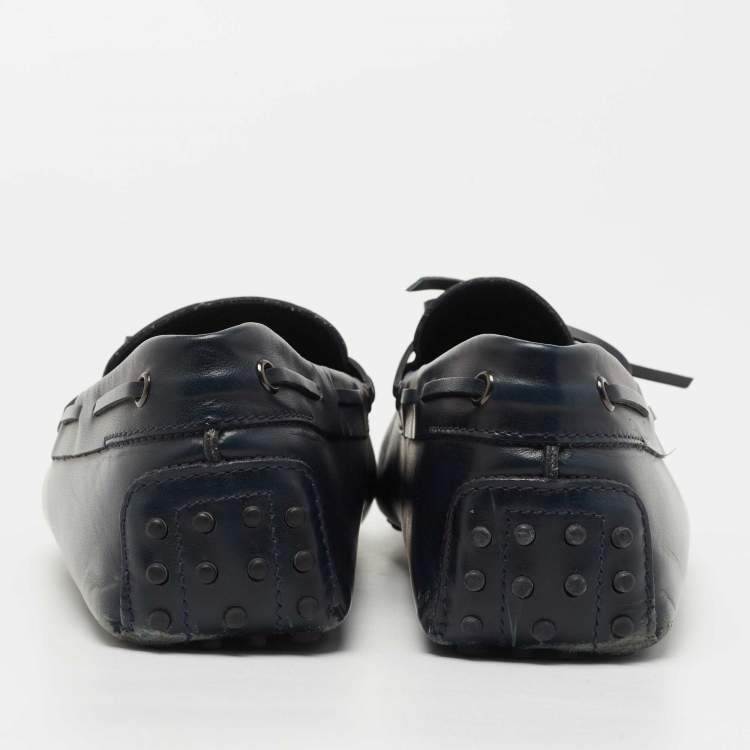 Pre Owned Tod's Navy Blue Leather Slip On Loafers Size 44