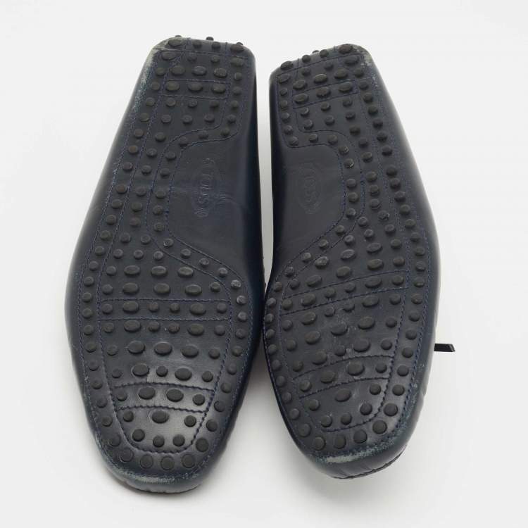 Pre Owned Tod's Navy Blue Leather Slip On Loafers Size 44