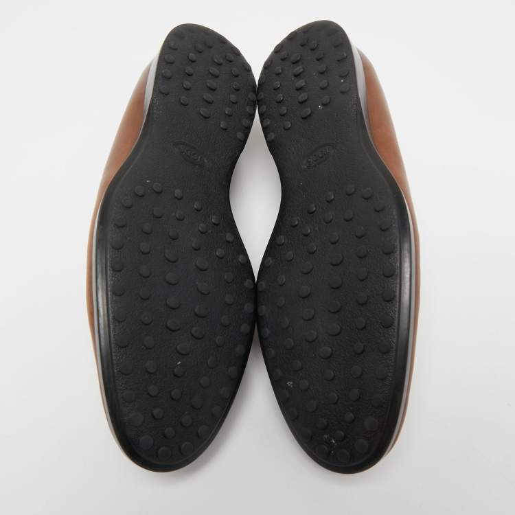 Pre Owned Tod's Brown Leather Slip On Loafers Size 40