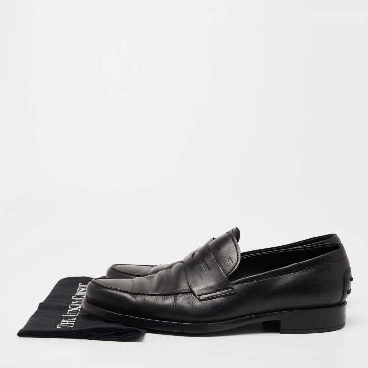 Pre Owned Tod's Black Leather Penny Loafers Size 45.5