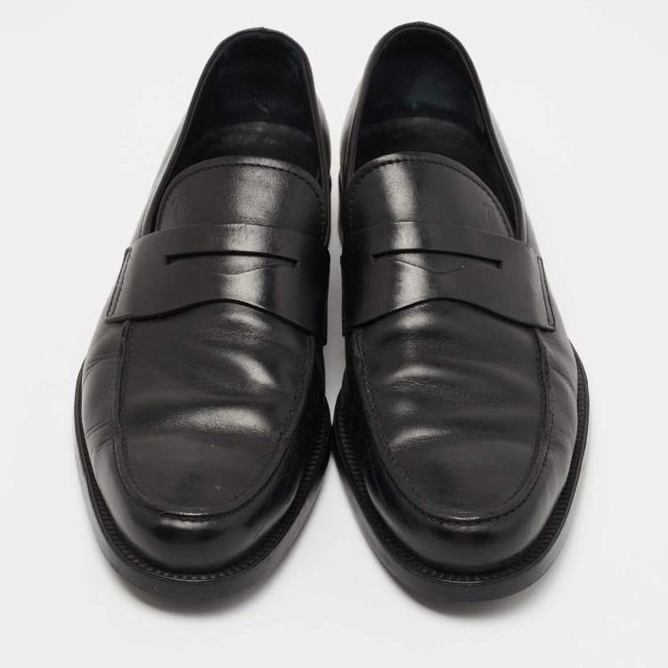 Pre Owned Tod's Black Leather Penny Loafers Size 45.5